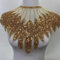 WANYI Spitze Applique Patch Stickerei Spitzenkragen Halskragen Pailletten Spitze Ausschnitt Einsatzkragen Kragen Verzieren für DIY Brautkleid Dekoration Kleidung Zubehör (Gold)