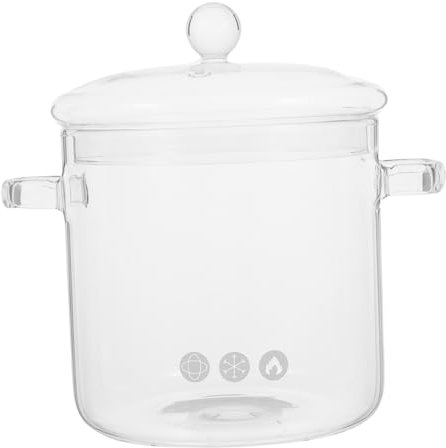 AUTSUPPL Glass Sauce Pot 2.5l Borosilicate Glass Stockpot Handle and Lid Kitchen Cooking Stew Pot for Milk, Pasta, and Soup Cooking at Home