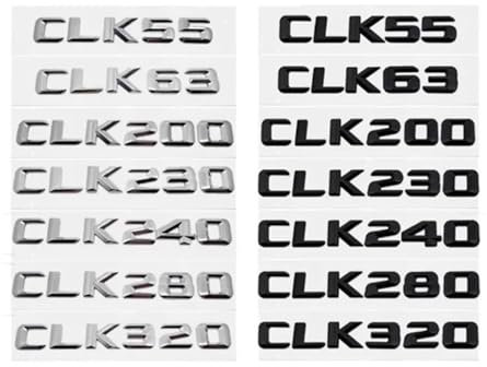 ERAKAFZTTK Auto Hinten Stamm Buchstaben Emblem Schwanz Box Abzeichen Aufkleber Fit for Mercedes Benz CLK55 CLK63 CLK200 CLK230 CLK240 CLK280 CLK320 CLK Klasse(Silver,CLK63)