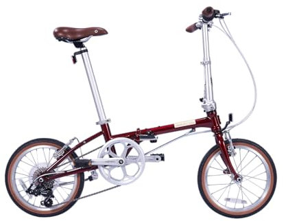 Dahon Boardwalk D7 Klappfahrrad für Erwachsene 16 Zoll Faltrad mit 7 Gang Schaltung, Faltbares Citybike für Pendler und Reisen, Braunrot