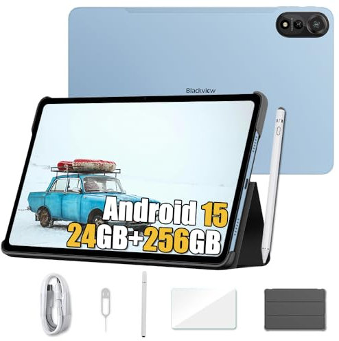 Blackview Mega 2 Android 15 Tablet 2025, 24GB+256GB/2TB TF, Widevine L1, 2000x1200 FHD+, 12 Pollici Tablet, 9000mAh, 5G WiFi 4G LTE, 16MP+8MP, OTG/GPS/Cover + Penna intelligente, 2 Anni Garanzia,Blu