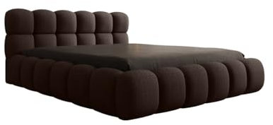 Luxusbetten24 Designer Polsterbett Boston Bouclé 140x200 mit Stauraum | Bezug: Bouclé | Farbe: Braun