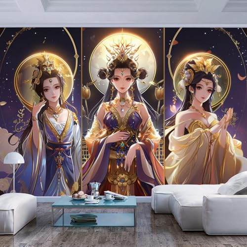 3D Effekt Fototapete Anime Frau aus der orientalischen Mythologie Tapeten Wandtapete XXL Moderne Wanddeko Design Wand Dekoration Wohnzimmer Schlafzimmer Büro Flur