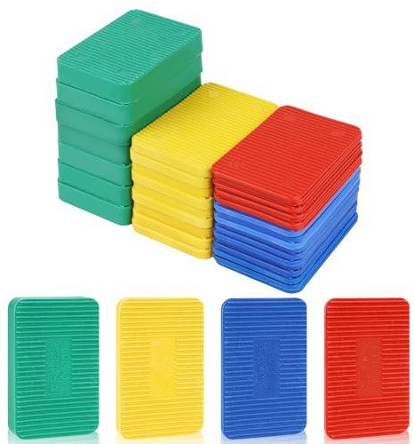 Lot de 42 cales de vitrage pour fenêtre, 60 x 40 mm, entretoises mixtes de 1,5 à 10 mm, cales d'écartement en plastique plats, pour installations de cadre, revêtement de sol (60 x 40 mm)