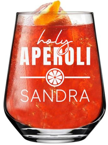 polar-effekt Aperol Weinglas 425 ml mit Wunschname - graviertes Aperitif-Glas mit Namen - für Cocktails, Drinks & Wasser geeignet - extra spülmaschinenfest
