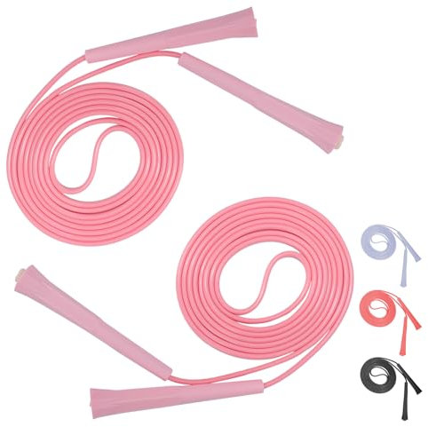 Fjquamitix 2PCS Skipping Ropes for Adults - Thickened PVC Rope Body, Adjustable 2.8 Metre Length, Quick Non-Slip Jump Rope, Gym Workout, Outdoor Training, 2 Pcs with Gift Box (Pink)