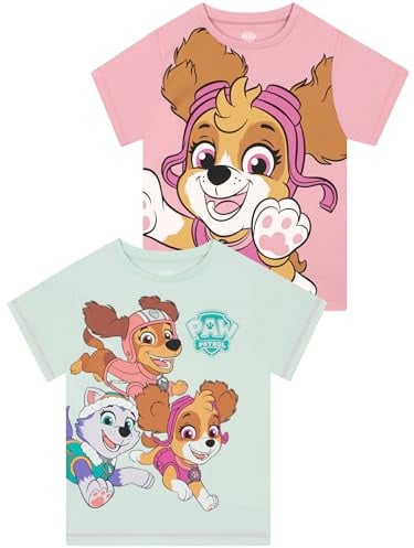 PAW PATROL Mädchen T-Shirt 2er-Pack, Sommer T-Shirts Für Mädchen, Set Mit 2 T-Shirts, Baumwoll-Kinderkleidung