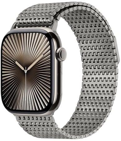 dayeer Cinturino in acciaio inossidabile per Apple Watch Ultra 2 Bracciale magnetico per iWatch serie 10 9 8 7 6 5 4 SE(Titanium)