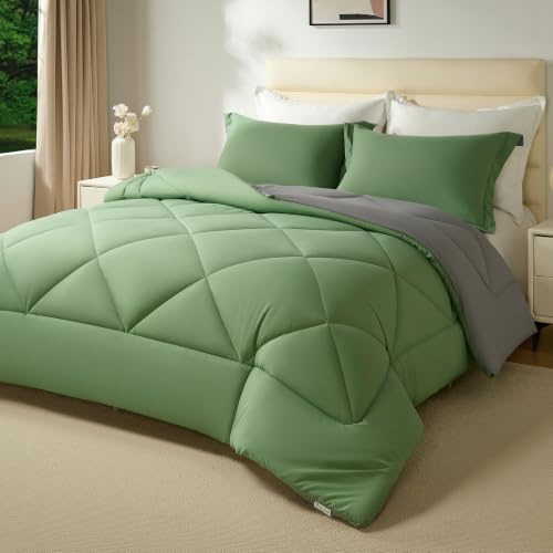 beeweed Bettdecke 240x220 Winter Warm Winterbettdecke 240 x 220 Wende-Steppdecke Oeko-TEX Zertifiziert 400GSM Füllung 4 Jahreszeiten Bettdecke Duvet Weiche Mikrofaser Schlafdecke mit Kissenbezüge