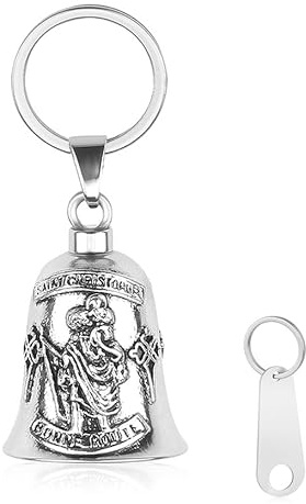 Cloche gardien de moto Saint Christophe pour moto, porte-clés robuste pour moto, cadeau pour les amateurs de moto, moto et vélo