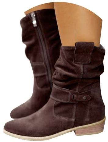 TBloevwlh Stiefeletten Mit Absatz Boots Elastischer Ferse Bequemer Damenstiefel Struktur Winter Flache AVielfältige Schnürstiefel Winterstiefel Herbststiefel Für Niedrigem Mittelalter