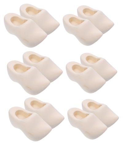 HONITANO 6 Paare Mini Holzschuhe Unfertige Miniatur Holzclogs für DIY Basteln Puppenhaus Dekoration Schlüsselanhänger Finger Schuhe Langlebiges Naturholz Kreative Handwerksideen