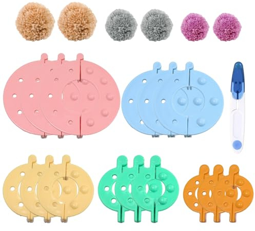 Rbleote 15 Stück Pompom Maker 4 Größen Fünf Farben Wiederverwendbare Diy Pom Pom Maker Fluff Ball Wolle Werkzeug Geeignet Für Bastelarbeiten Hüte Puppen Und Dekorationen