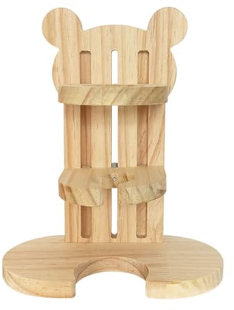 jojofuny Wooden Hamster Water Bottle Holder Stand, Stable and Height Adjustable Pet Water Bottle Bracket for Small Animals, Anti-Tip Drinking Dispenser for Hamster Cages