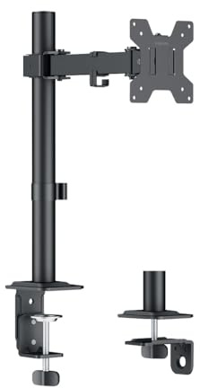 LogiLink Monitor Tischhalterung für 17–32 Bildschirme, 10 kg max., Armlänge 202 mm, VESA 75x75/100x100, Stahl, Neig-, Schwenk-, Drebar, Schwarz