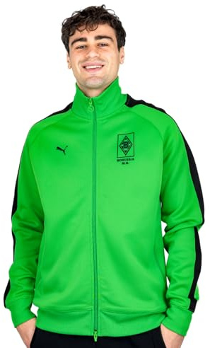 PUMA T7 Trainingsjacke Grün | Borussia Mönchengladbach | Sportjacke mit Vereinslogo