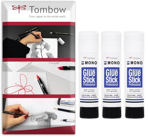Tombow Mono Glue Stick - 10g - Transparent - Pack of 3 In Envelope Gift Packaging