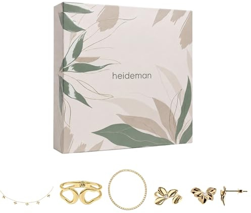 Heideman Schmuckset Damen Monaco Edelstahl Zirkonia 5-tlg | Funkelndes Blütenset, wahlweise Gold- oder Silberoptik, hautfreundlich, nickelfrei, schöne Geschenkidee für sie