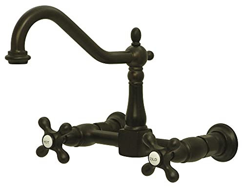 Kingston KS1245AX Wall Mount Bridge Kitchen Faucet, Oil Rubbed Bronze