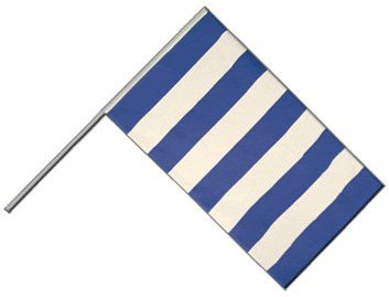 Flaggenfritze Große Stockflagge/Stockfahne Streifen blau weiß + gratis Sticker