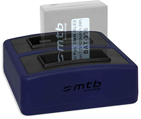 Dual-Ladegerät Compact (USB) kompatibel mit Panasonic DMW-BLE9(E), BLG10(E) / DMC-GF6, GX7, GX80,TZ91, TZ101 ... / Leica BP-DC15 - inkl. Micro-USB-Kabel (2X Akku gleichzeitig ladbar)