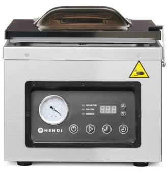 HENDI Vakuum-Verpackungsmaschine, Vakuumiergerät, Vakuum Kammer Verpackungsmaschine, Schweißleiste: 300mm, Pumpenleistung: 133,3 l/min, 230V, 950W, 359x425x(H)356mm, Edelstahl