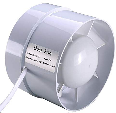 SAILFLO 100 mm extracteur d'air silencieux 12W 130m³/h économe en énergie à flux mixte ventilateur de conduit pour bain, évents, serres, tentes (4 inch)