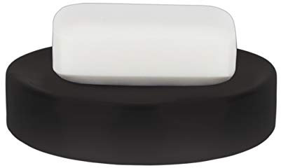 Spirella Seifenschale Steinoptik dekorative Badausstattung Seifenablage Tube Maße: 11 x 11 x 3 cm-Schwarz matt, Black