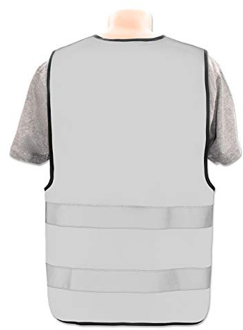 PixiPrints.com: Warnweste selbst gestalten mit eigenem Aufdruck - Grau/Größe M/L - Ohne Druck (nur Weste) - für Erwachsene, Arbeitnehmer, Sicherheitskräfte - Unisex - Weste