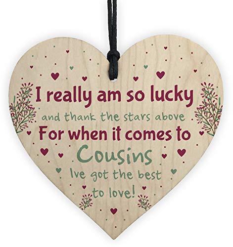 RED OCEAN Thank You Gift For Cousin Birthday Xmas Gift Wooden Heart Gift For Girls Boys Family