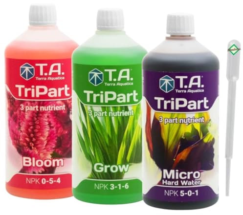 Weedness GHE Dünger Tripak Flora Starter Set Basic 3-teilig – Grow Tomaten Naturdünger NPK Orchideen Palmen Bio Gemüse Bonsai Organischer