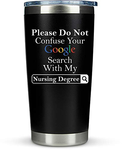 KLUBI Tazza da viaggio per infermiere, regalo per donne, tazza da caffè da viaggio con ricerca Google, 590 ml, regalo divertente per infermieri, donne, uomini, infermieri, donne, uomini, infermieri,