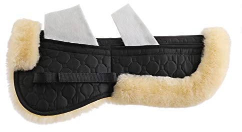 Merauno Lammfell Korrektur Pad Lammwolle Taschen Sattelkissen mit Klettband oder Reißverschluss 4 Stück Filzeinsätze enthalten echte Lammwolle und Gesteppte Baumwolle für Pony & Warmblut