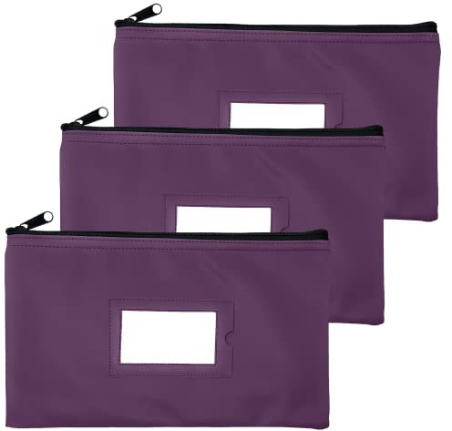 GIDABRAND Geldscheintasche mit Reißverschluss | 27,9 x 15,2 cm Violett strapazierfähiges Kunstleder Geld Scheck Geldbörse Tasche für Damen und Herren gerahmtem Ausweisfenster leerer Karte von (3)