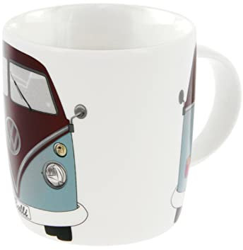 BRISA VW Collection - Volkswagen Große Keramik Kaffee-Tee-Cappuccino-Tasse-Becher-Haferl im T1 Bulli Bus Design (Bus Front/Petrol & Braun)