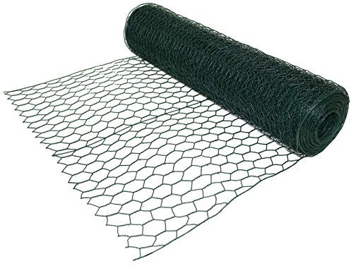 Bowose Wire Mesh Fence 0.6m x 50m Green PVC Coating Steel Wire Fencing Waterproof Hexagonal Mesh Easy to Cut or Bend, for Indoor, Outdoor, Garden, Front Yard, Cages