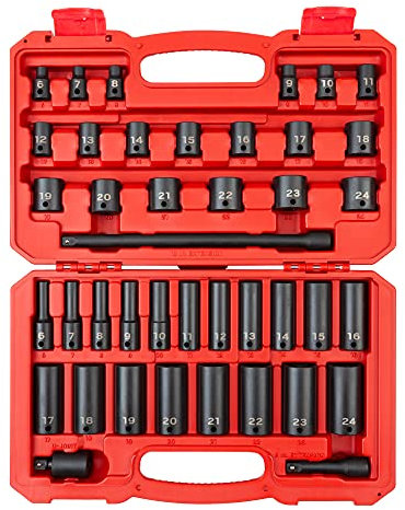 TEKTON 3/8 Inch Drive 6-Point Impact Socket Set, 41-Piece (6-24 mm) | SID91401