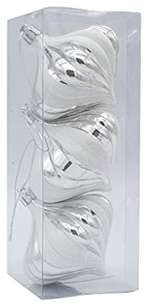 Oyrcvweuy 3 x Weihnachtskugeln in Zwiebelform mit Gewinde, dekorativ, bruchsicher, Ornamente zum Aufhängen, Geschenk für Kinder