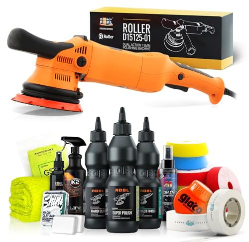Shiny Freaks Poliermaschinen Set: ADBL Roller D15125 Exzenter Poliermaschine + ADBL Politur Set + Royal Pads Premium Polierpads + Dr. Wack Versiegelung für Lack- & Scheiben + Zubehör | 18-teilig