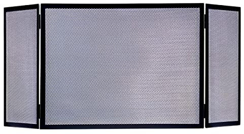 Grille de Protection pour cheminée, Grille Pare-feu en Fer forgé Coloris Noir - Hauteur 80 x Longueur 102 x Largeur 30 cm