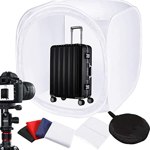 BOLLUMA Fotobox Fotostudio 120x120 cm Fotobox Zum Fotografieren Photobox Foto Box Fotozelt Lichtzelt mit 4 Hintergründe, Tragbar Fotozelt für Fotografie zum Schmuck Kleine Gegenstände