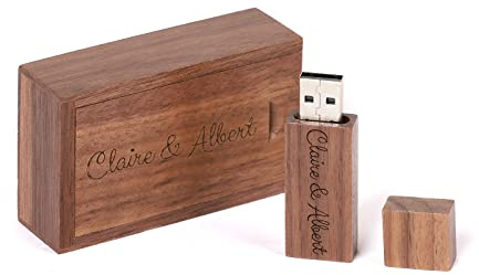 8G Cadeau Personnalisé Clé USB 2.0 Gravée Personnalisée, Clé USB en Bois Gravée Cadeau Personnalisé pour Mariage, Anniversaire, Remise des Diplômes, Anniversaire