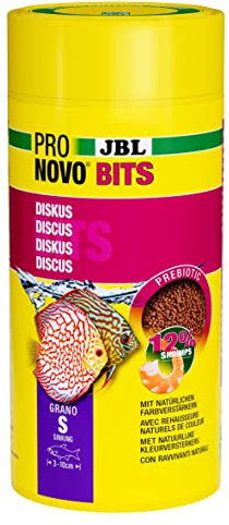 JBL PRONOVO BITS GRANO, Hauptfutter für für Diskus und Buntbarsche von 3-10 cm, Fischfutter-Granulat, Größe S, 1000 ml