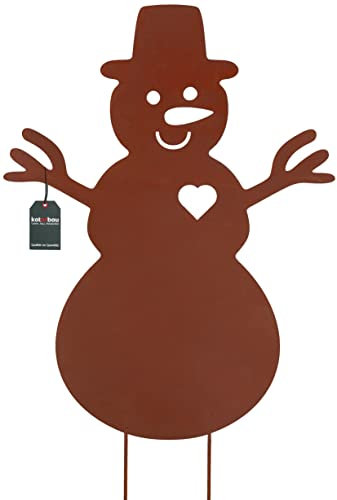 KOTARBAU® Gartendekoration Rostfiguren 65cm Schneemann Weihnachtsdeko Garten Ecorost Gartenstecker Weihnachten Gartenfiguren & Gartenstatuen Roststecker Gartendeko für Draußen Edelrost