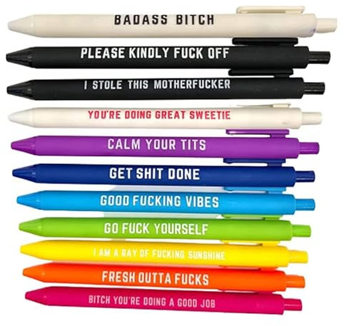Shinekoo Swear Word Daily Pen Set Lustige Kugelschreiber Wochentag Vibes Glitzer Neuheit Stift Dirty Cuss Word Stifte für jeden Tag der Woche, lustiges Bürogeschenk, (SFM559)