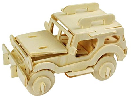 perfk Bausätze Fahrzeugmodellbausatz Pädagogischer Schreibtischdekoration Montagemodellbausatz für Geschenk Erwachsene Jungen Mädchen Kinder, Jeep