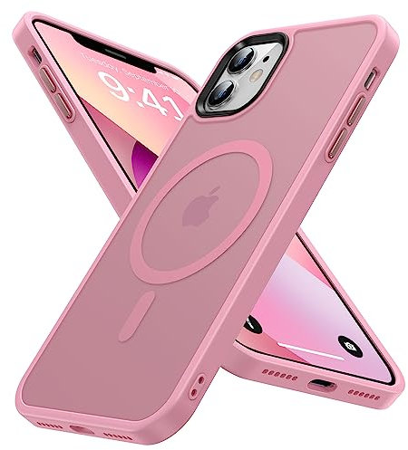 Olialia Strong Magnetic Case for iPhone 11, [Compatible with MagSafe] [Military Drop Protection] Skin-friendly Touch Shockproof Protective Slim Phone Cover 6.1 inch (Pink)