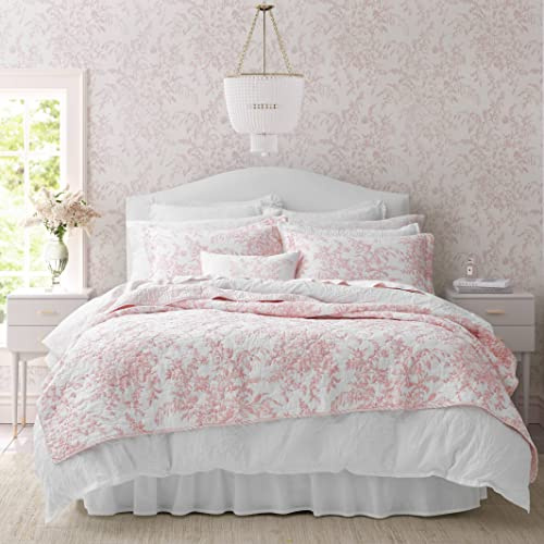 Laura Ashley Bettwäsche-Set für King-Size-Bett, wendbare Baumwoll-Bettwäsche mit passenden Kissenbezügen, leichte Heimdekoration für alle Jahreszeiten (Bedford Pink, King)