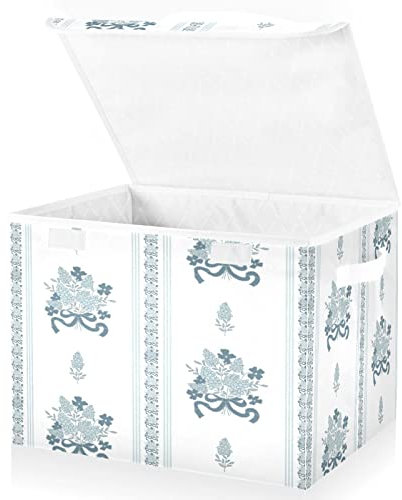 Mnsruu Storage Boxes with Lids, Floral Bouquet Morocco Morandi Large Storage Basket Organizer Shelves Cube Bin Toy Clothes Underbed