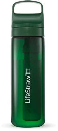 LifeStraw Go Serie - BPA-freie Trinkflasche mit Wasserfilter 650ml für Reisen und den täglichen Gebrauch - entfernt Bakterien, Parasiten, Mikroplastik + verbessert den Geschmack, Terrace Green (grün)